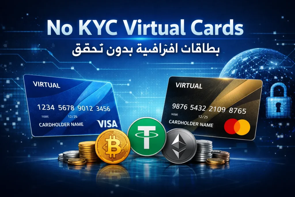 No KYC Virtual Cards من VccMaroc – بطاقات افتراضية بدون تحقق للدفع الآمن عبر الإنترنت باستخدام Visa وMastercard والعملات الرقمية